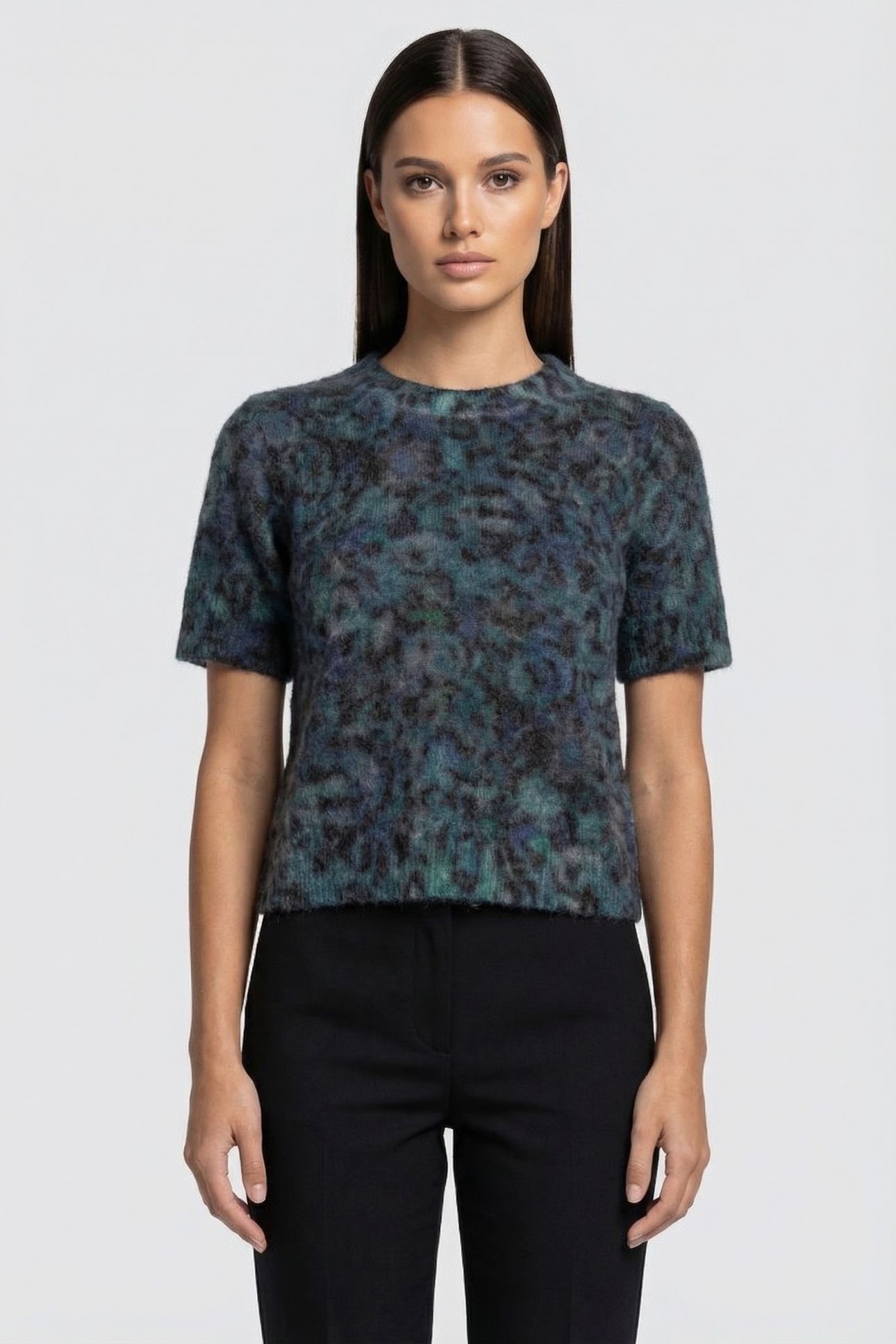 KNITTED SS TOP PETROL GREEN 1