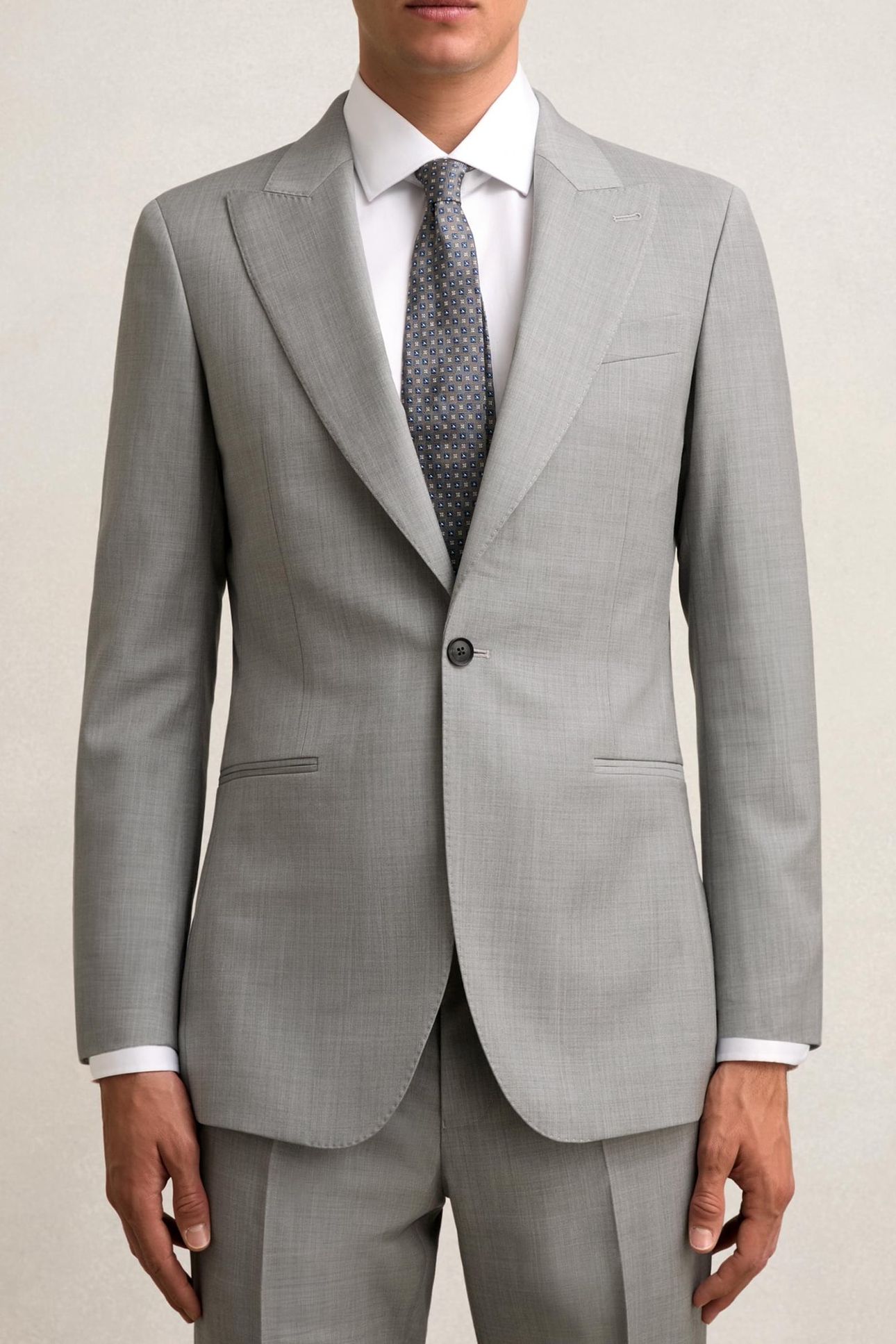 SB 1B PEAK WOOL BLAZER MID GREY 1