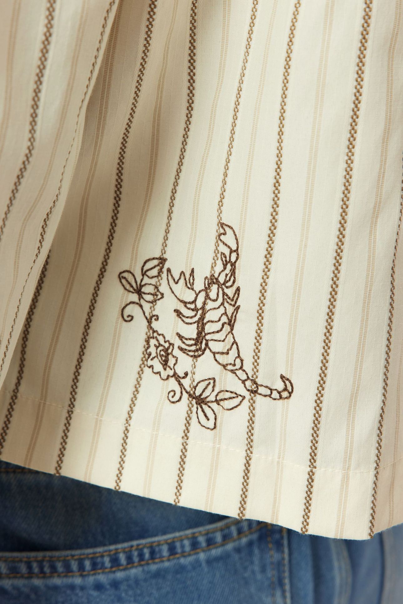 EMBROIDERED NOTCH LAPEL SHIRT HOT FUDGE STRIPE 9