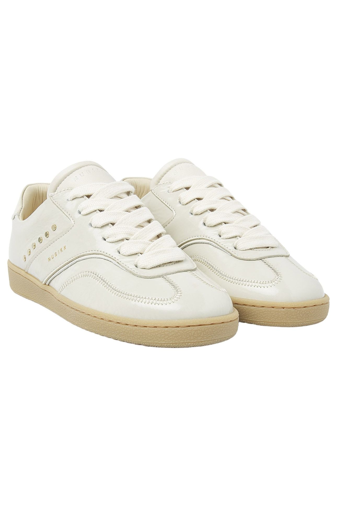 RAY OWEN STUDS (L) BEIGE PATENT 2