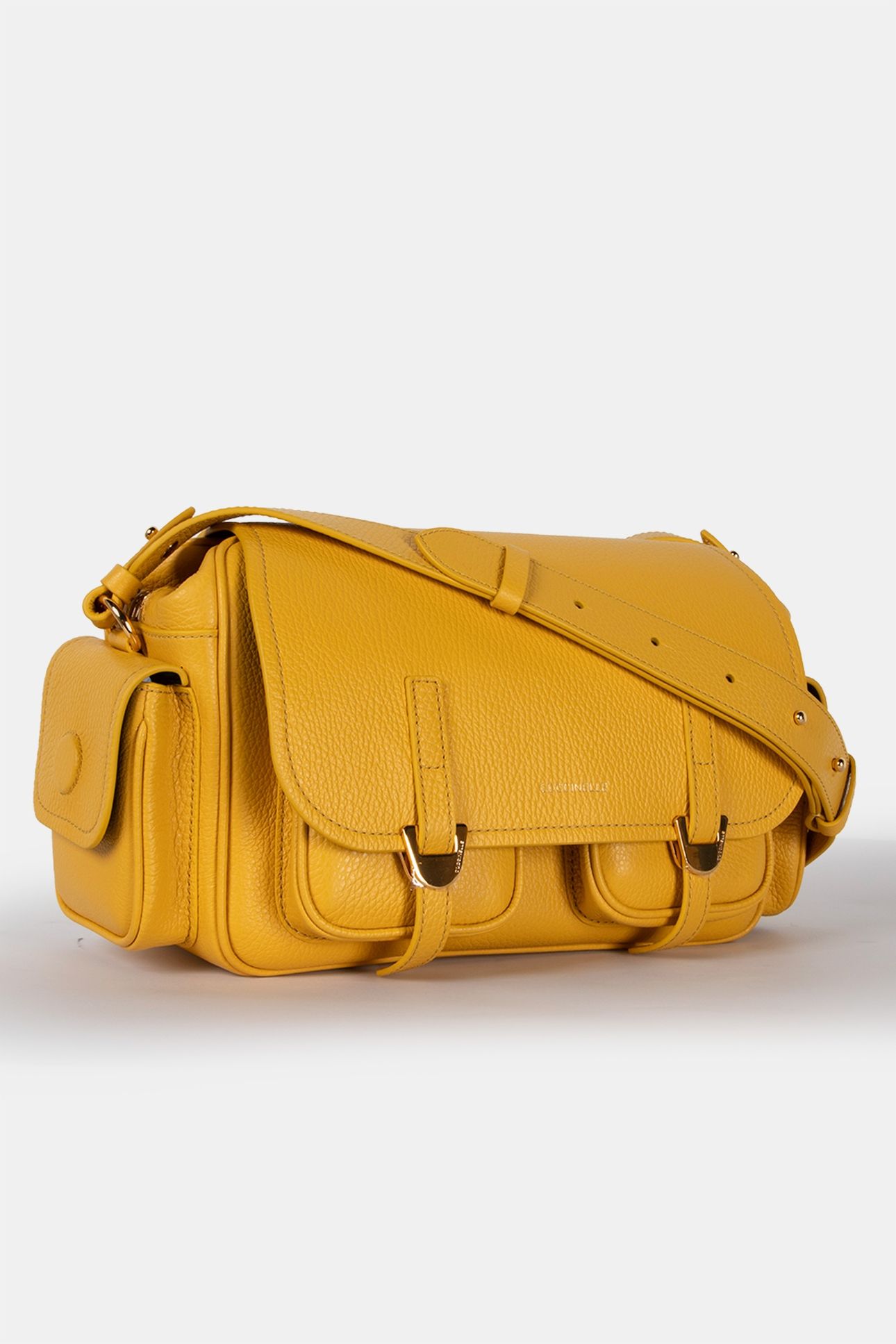 SATCHEL CROSS BODY BAG WITH STRAP DETAIL IN YELLOW 2