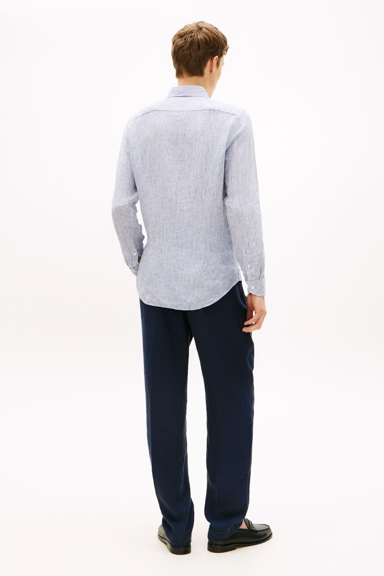 DC LINEN STRIPE SHIRT CARBON NAVY/ECRU 2