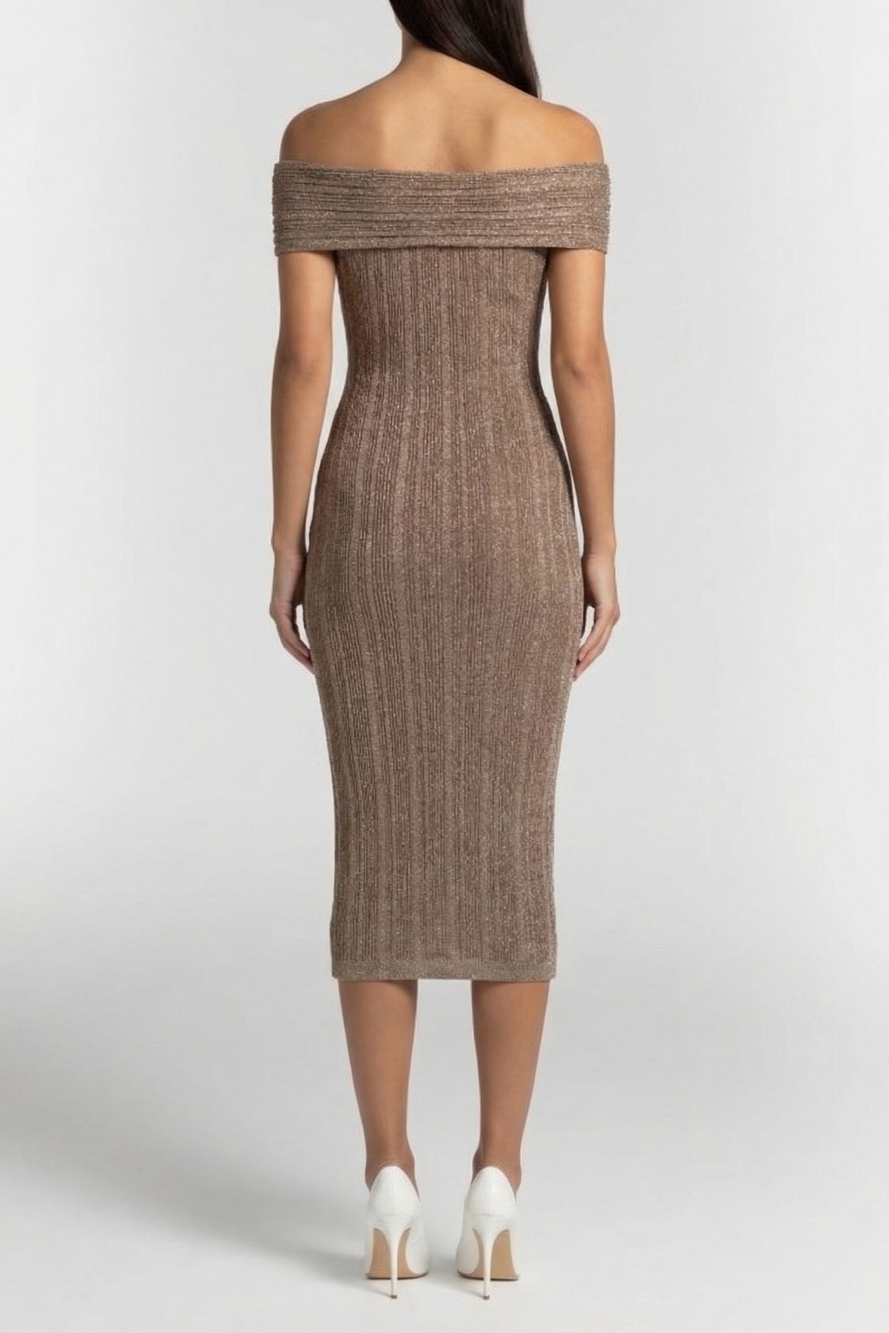 MARCIANO BY GUESS GIA RIBBED SWEATER DRESS NATURAL ALMOND 2