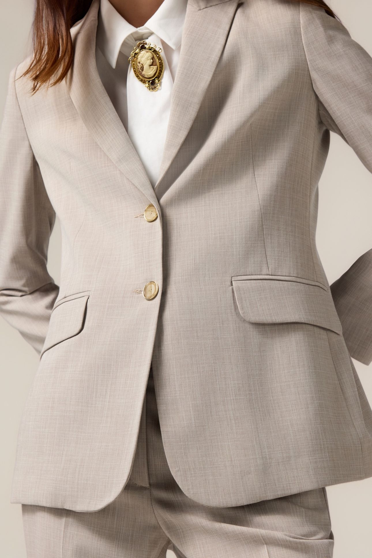 FLUID VISCOSE BLEND BLAZER BEIGE 4