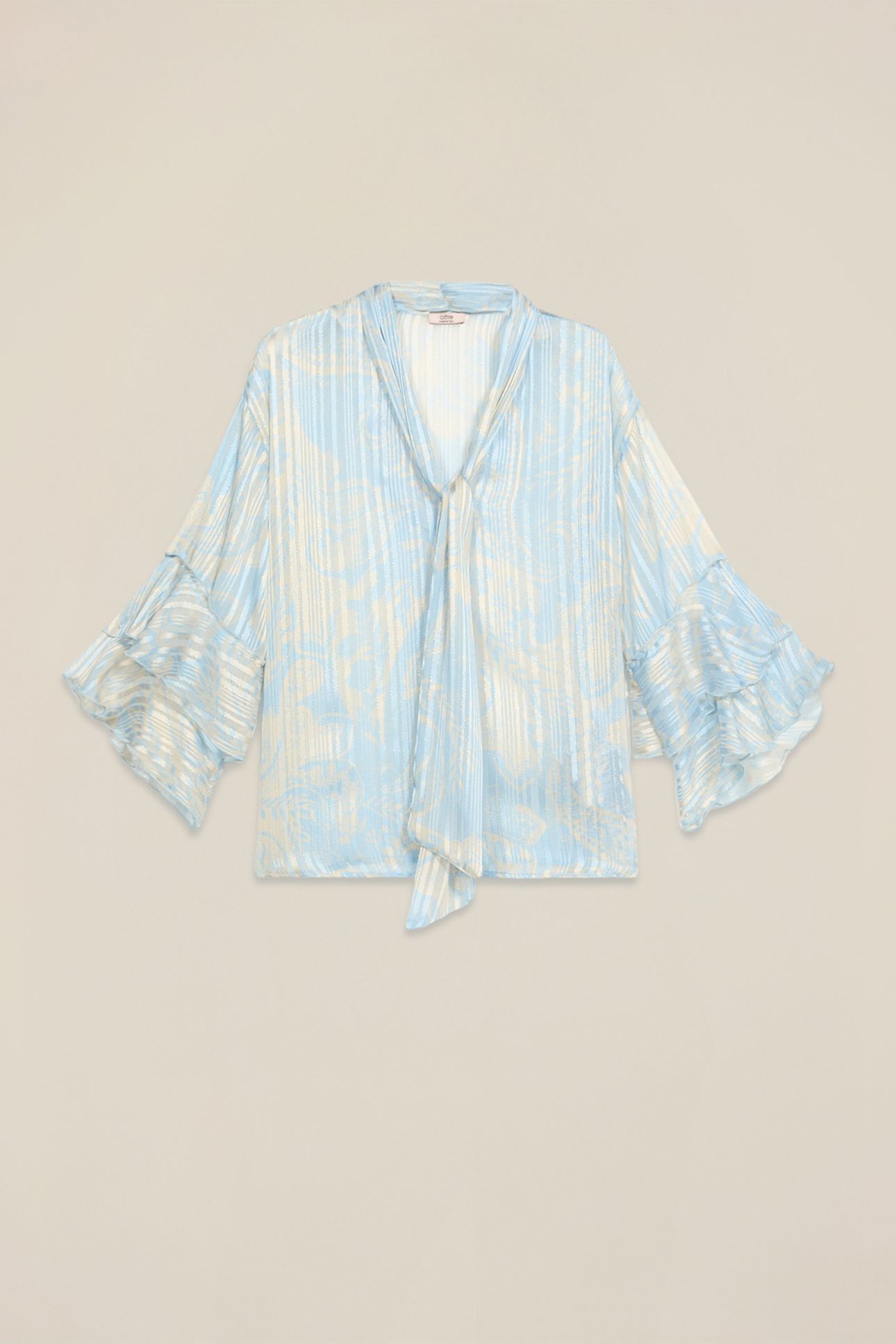 GEORGETTE BLOUSE WITH RUFFLE LIGHT BLUE 3