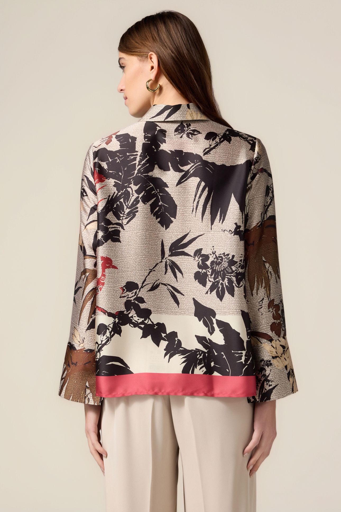 PATTERNED SATIN SHIRT BEIGE 2