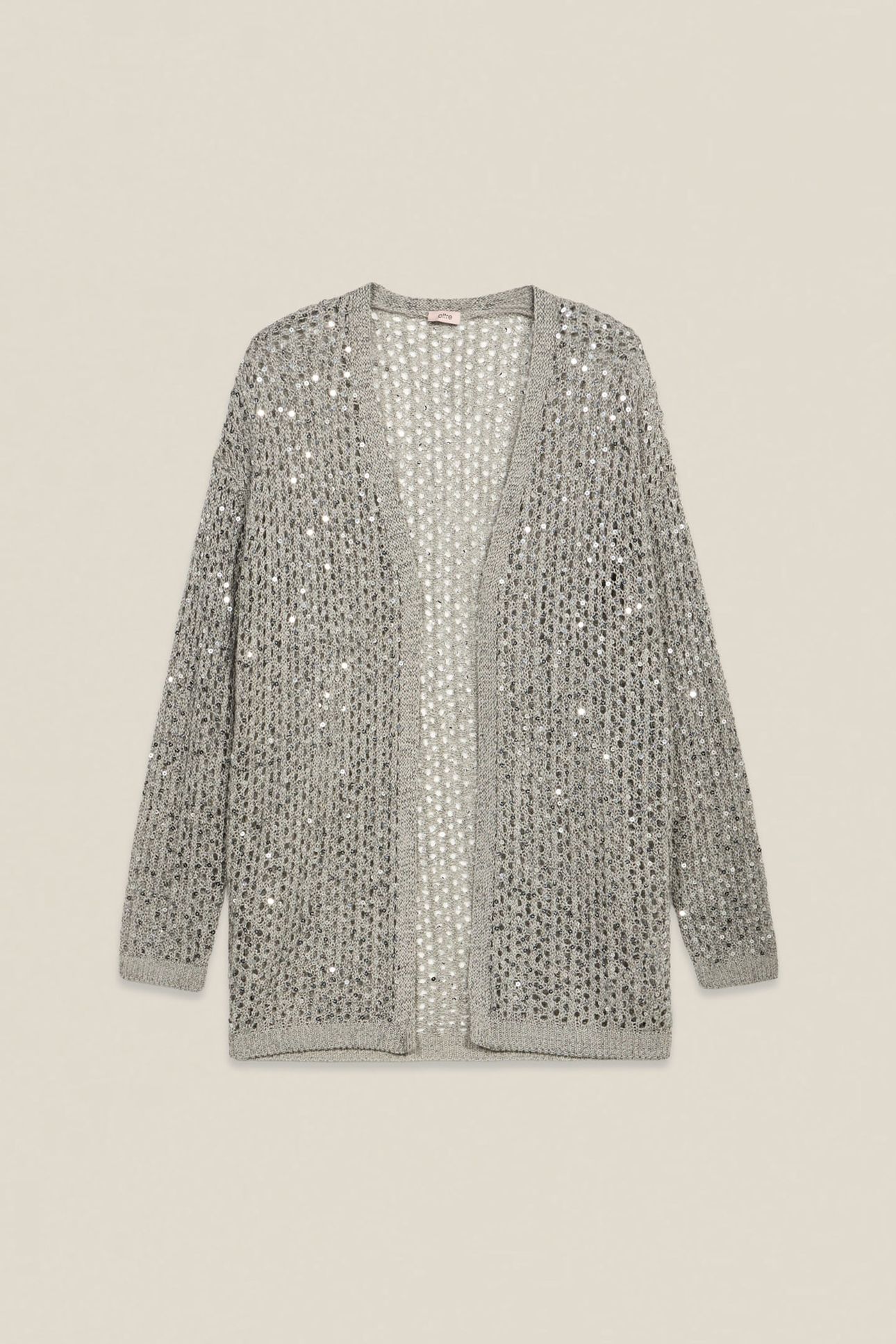 OPENWORK CARDIGAN WITH SEQUINS GREY 3