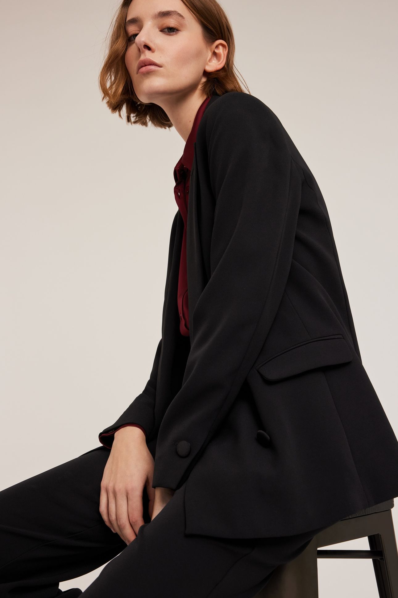 DOUBLE-BREASTED OVERSIZED BLAZER BLACK 4