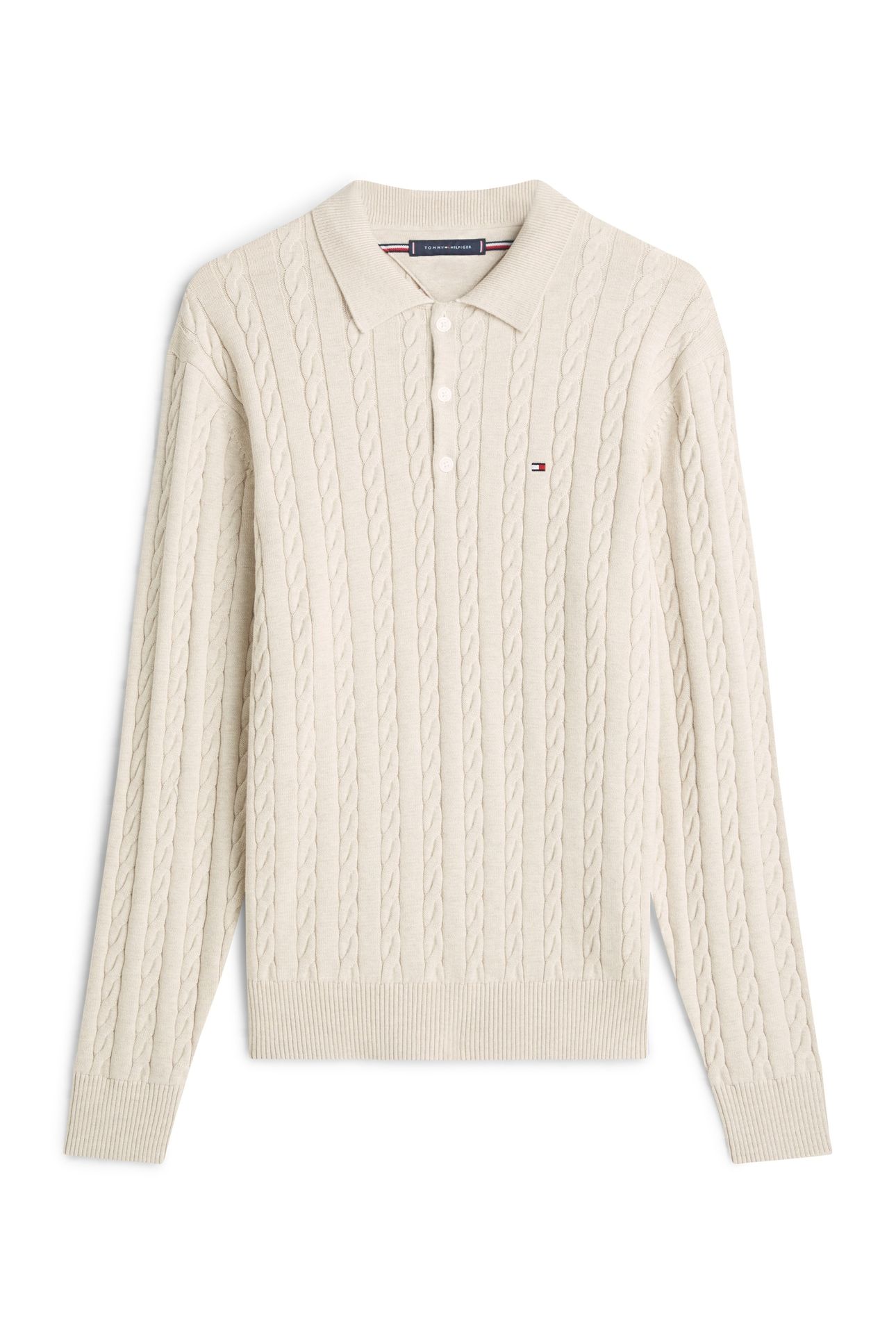 CLASSIC COTTON CABLE SWEATER HEATHERED OATMILK 5