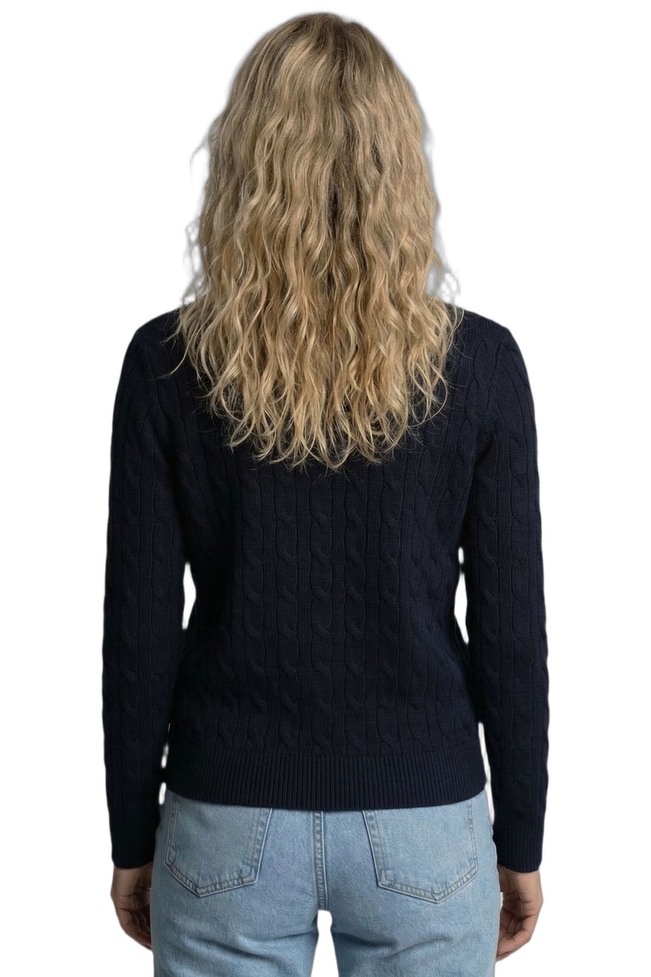CABLE BUTTON CARDIGAN NAVY 2