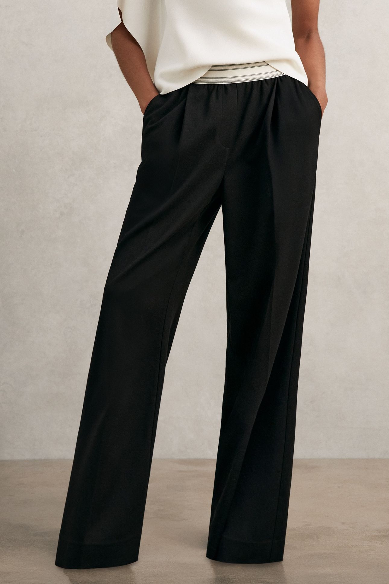 WAISTBAND WIDE LEG TROUSER BLACK 1