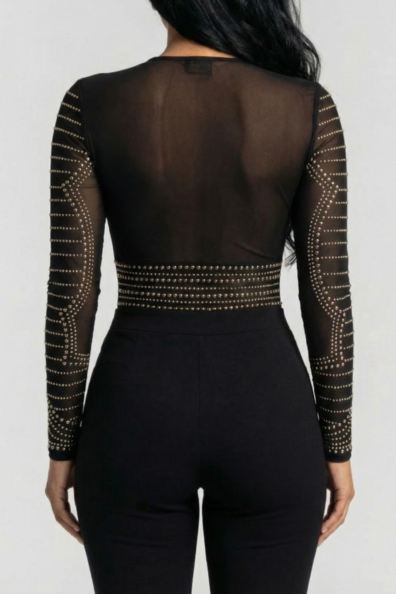 MARCIANO BY GUESS KRISTAL BODYSUIT JET BLACK MULTI 2