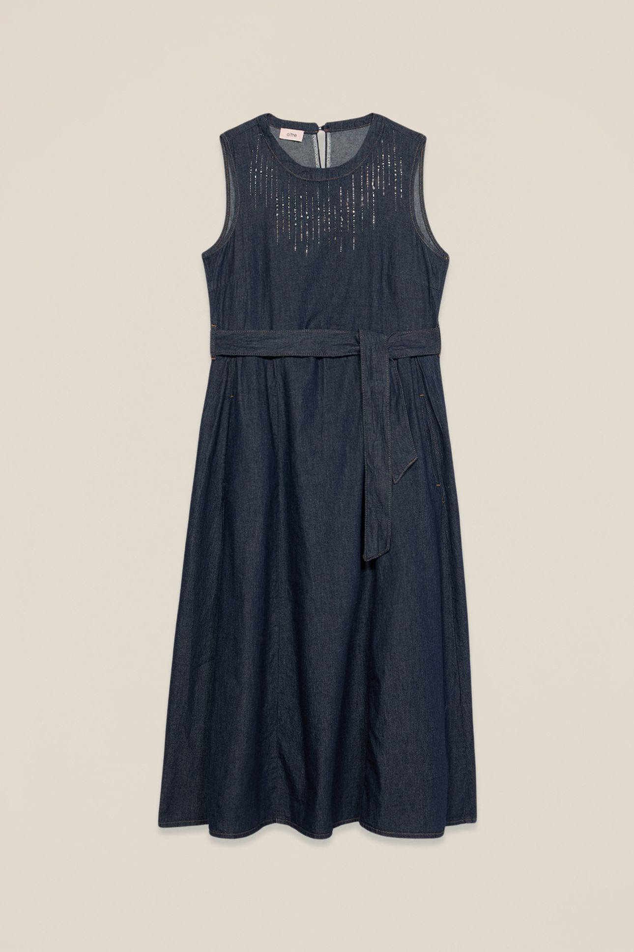 LONG DENIM DRESS WITH MICRO CRYSTALS BLUE 4