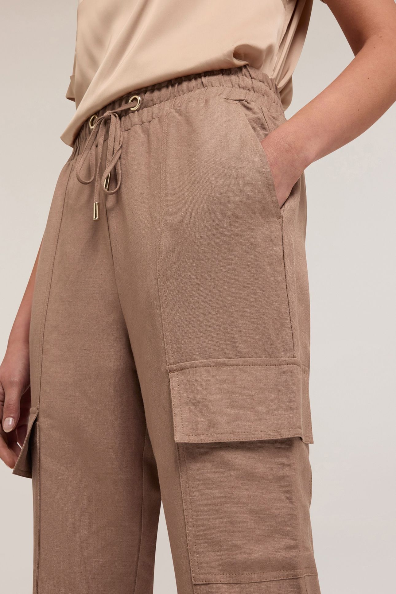 LINEN-BLEND CARGO JOGGERS BEIGE 5