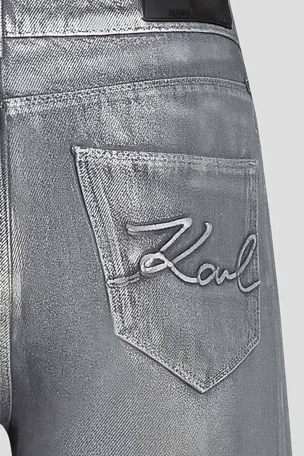 SILVER METALLIC WIDE LEG DENIM PANTS 3