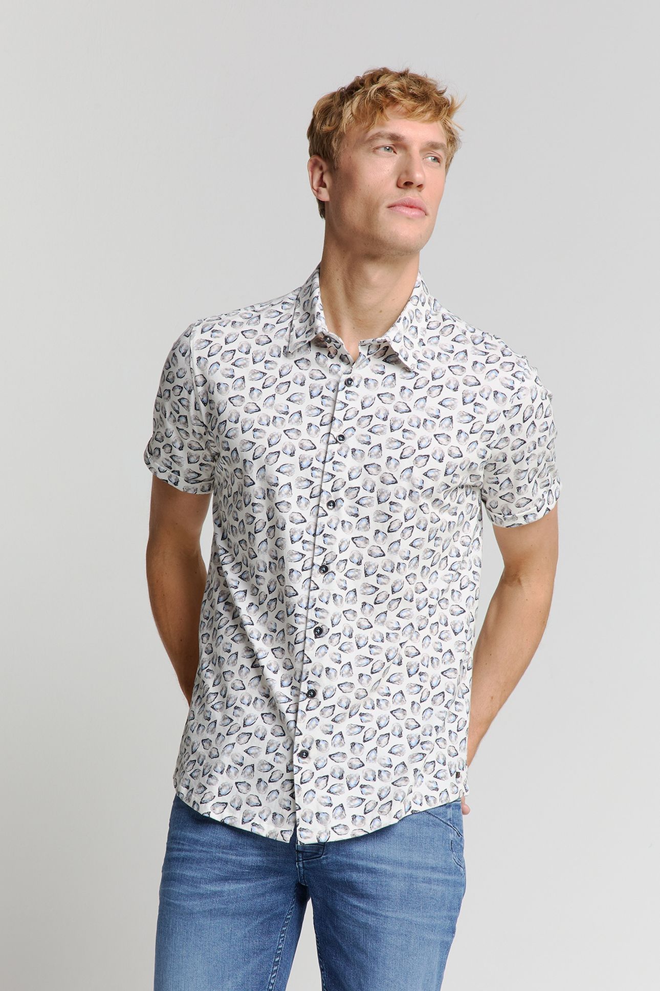 SHIRT SHORT SLEEVE JERSEY ALLOVER PRINTED OFFWHITE 1