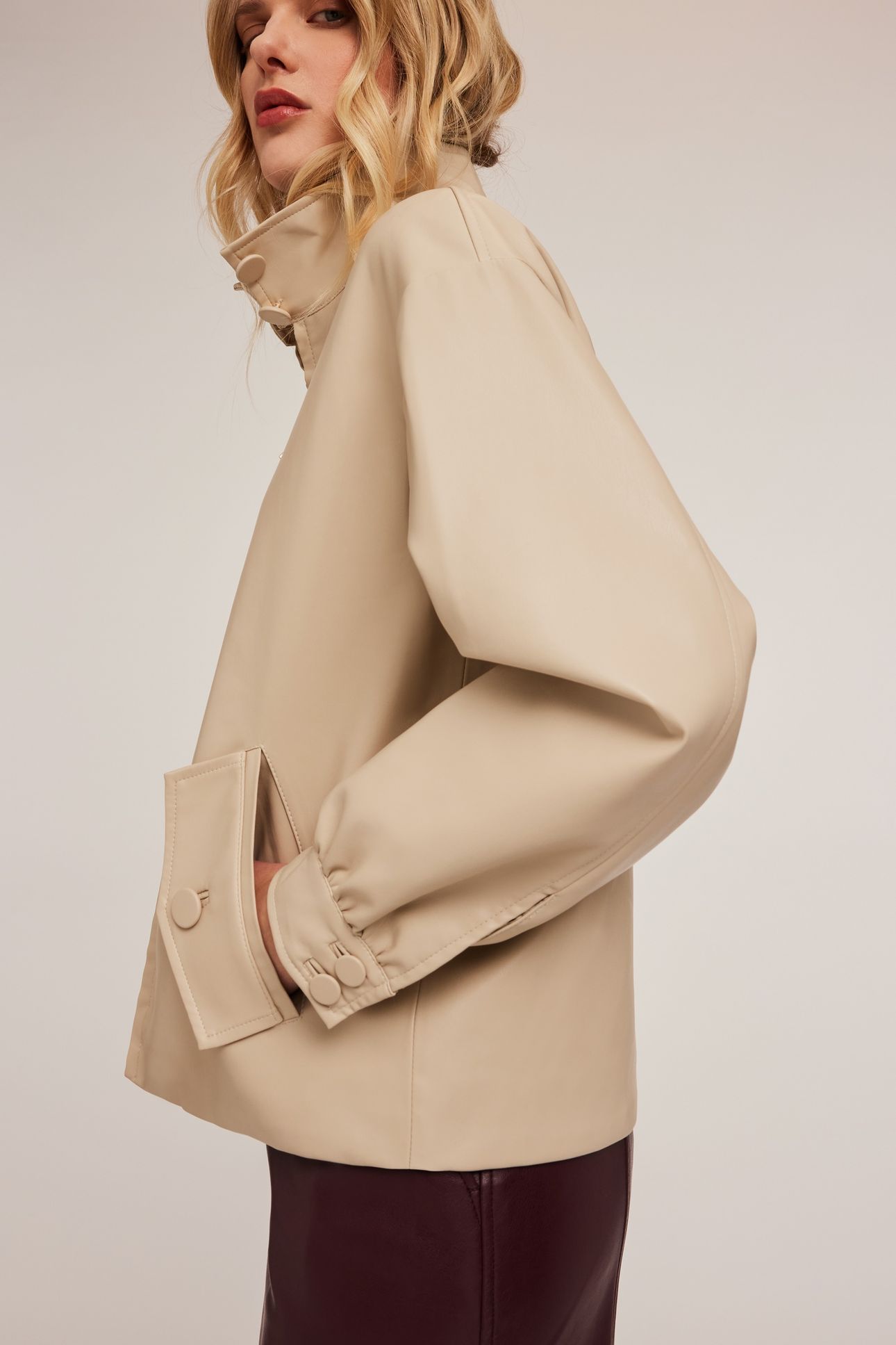 NAPPA-EFFECT COATED FABRIC BOMBER JACKET WHITE 3