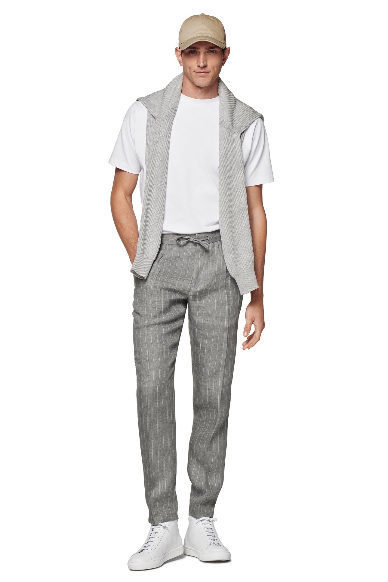 TROUSERS-L.GREY-STRIPE LIGHT GREY 1