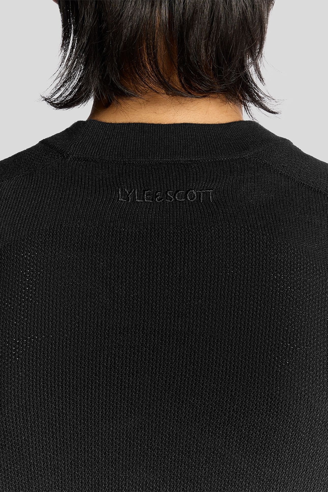 PIQUE MOCK NECK JUMPER JET BLACK 5