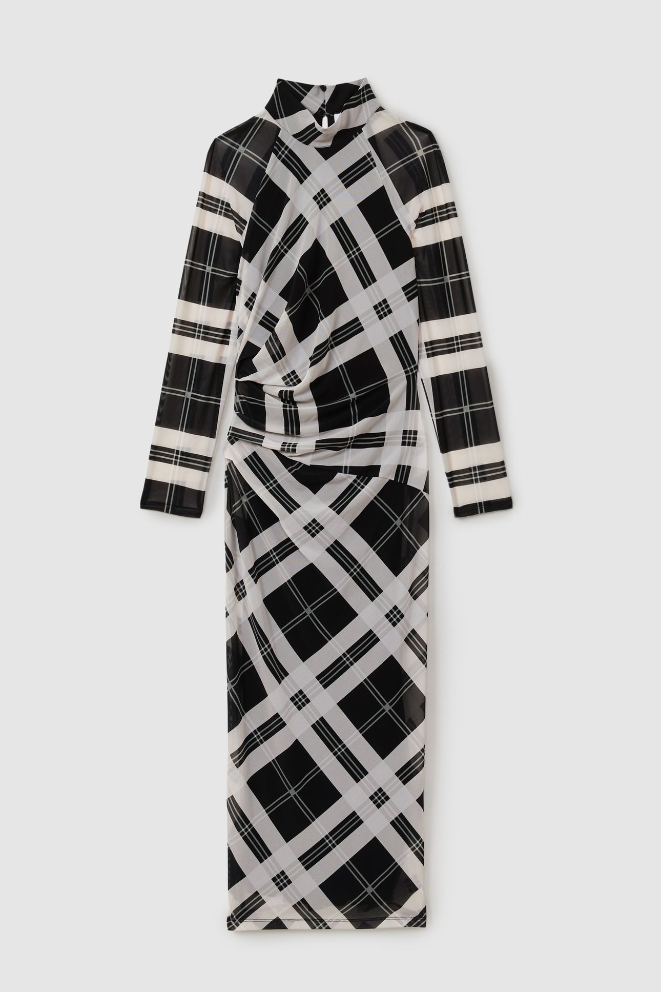 CHECK MESH JERSEY DRESS BLACK/IVORY 3