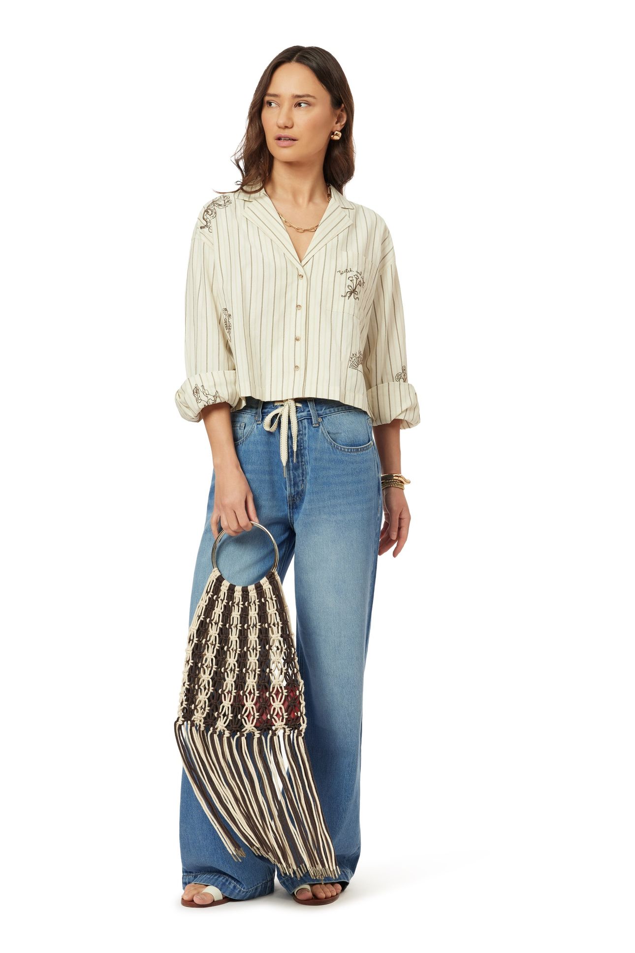 EMBROIDERED NOTCH LAPEL SHIRT HOT FUDGE STRIPE 4