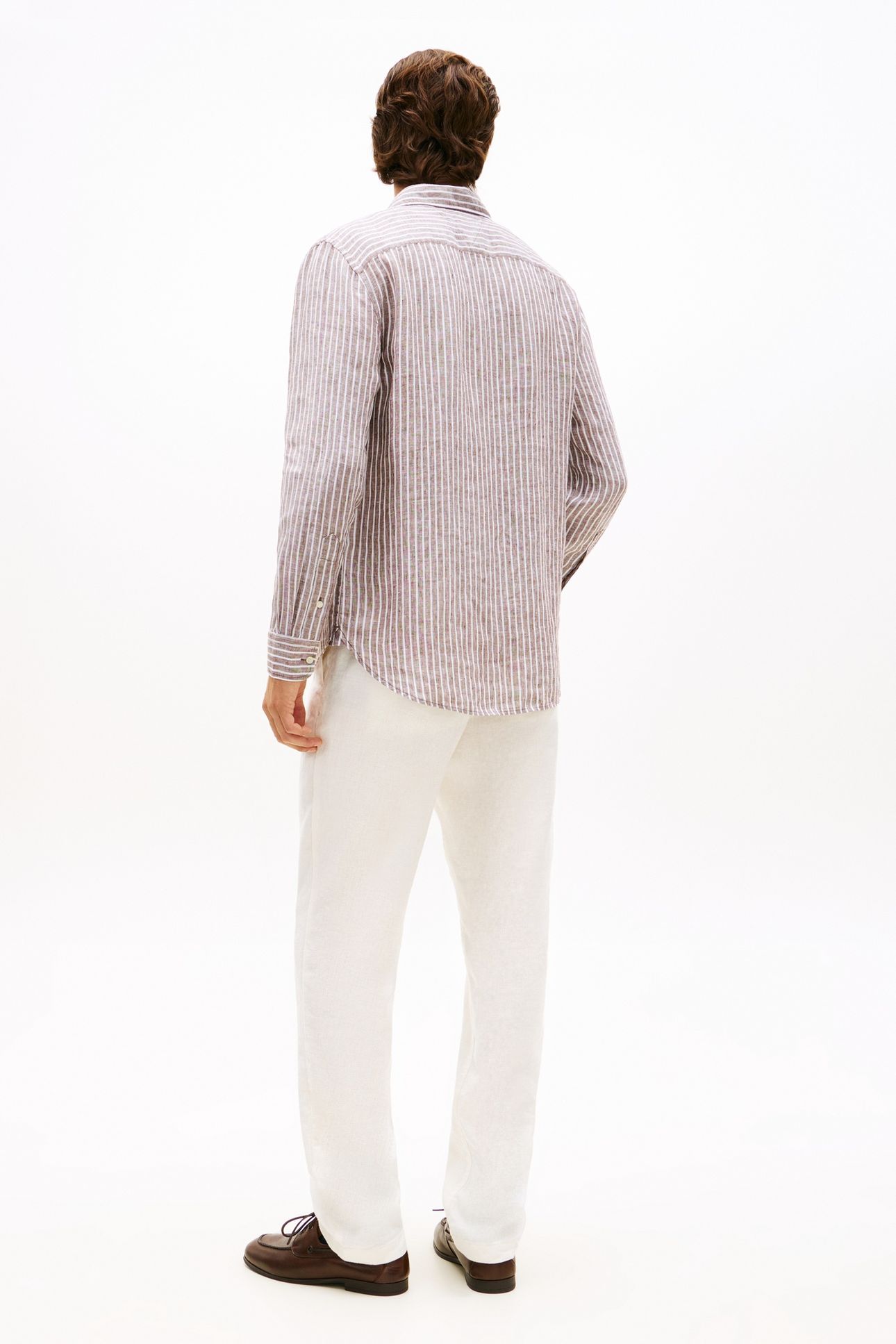 REGULAR FIT LINEN SHIRT LEGACY BROWN/STRIPE 2