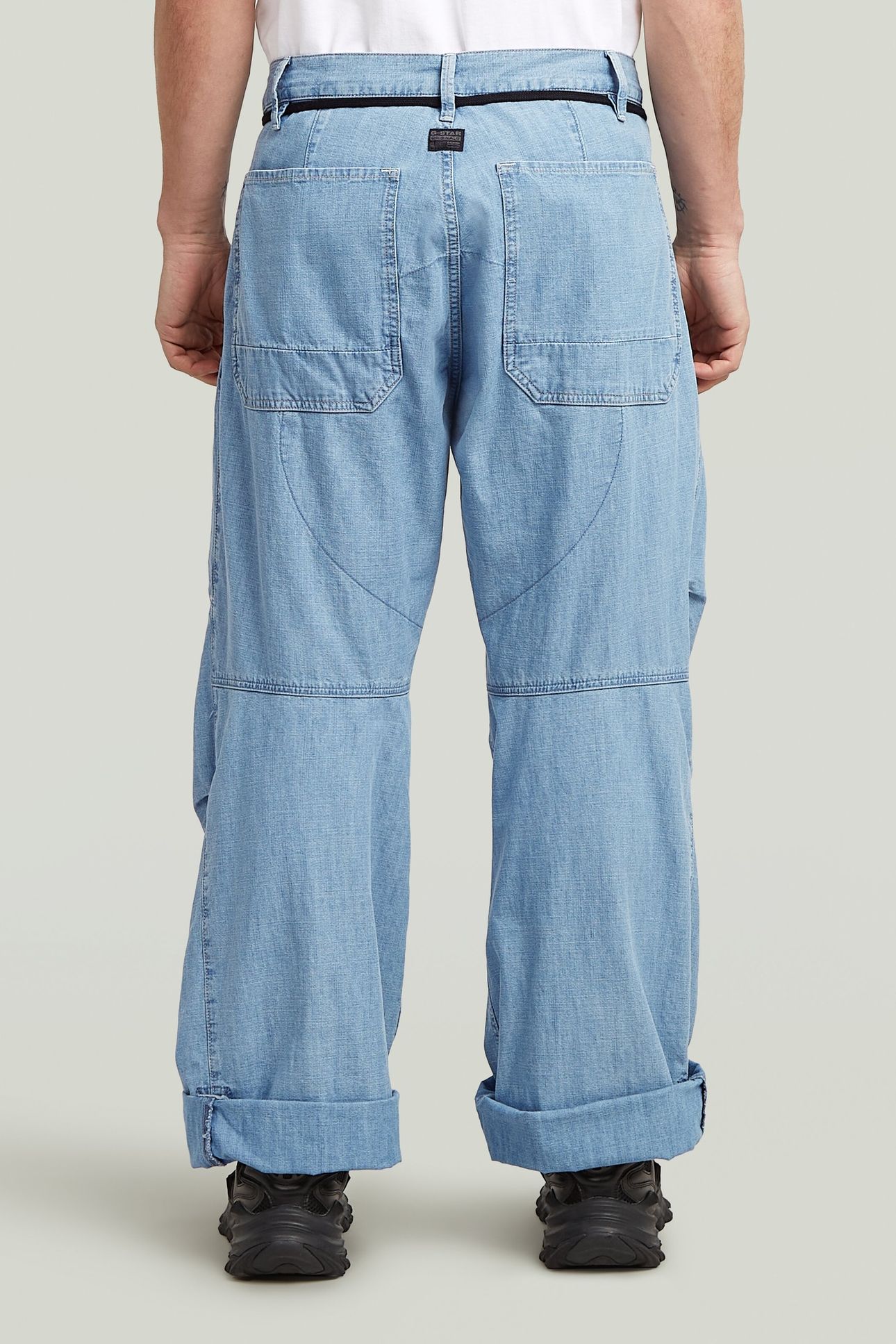 PLEATED 3D DENIM PANT LIGHT/PASTEL BLUE 3