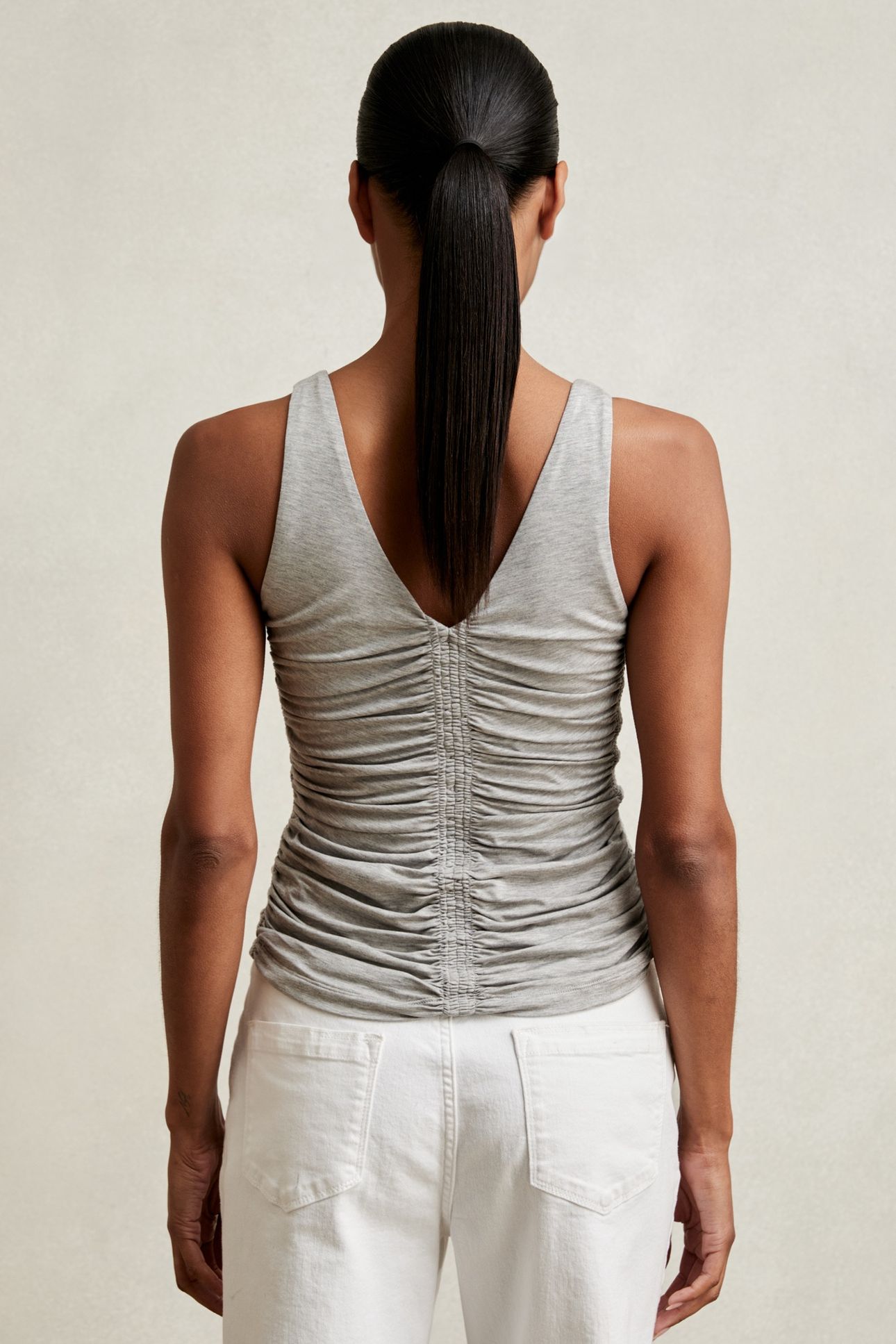 LOW BACK RUCHED VEST SILVER GREY 3