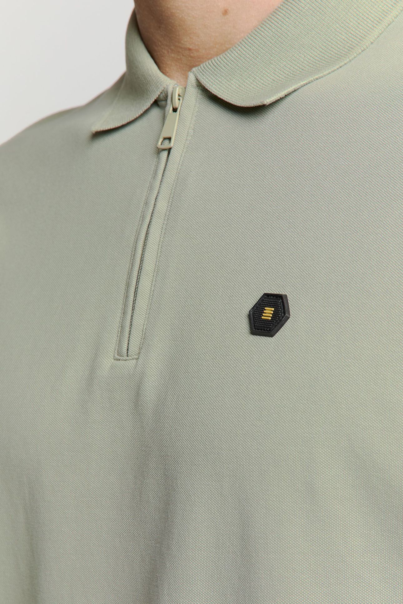POLO ZIP PIQUE GARMENT DYED SMOKE 7