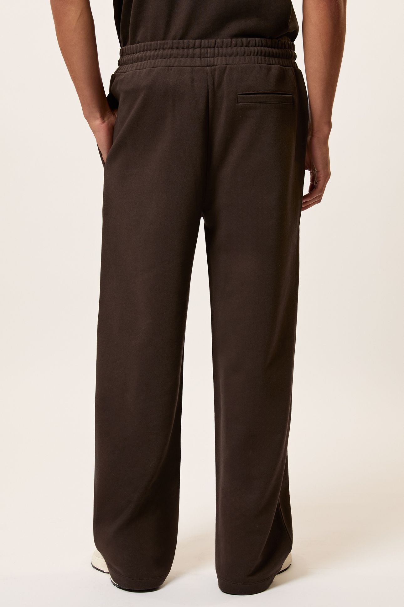 DRAWSTRING WIDE LEG MOTIF JOGGERS BROWN 2