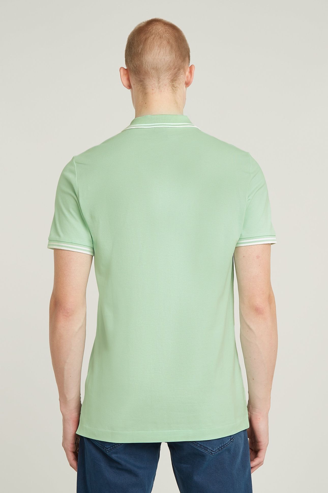 DUNDA SLIM STRIPE POLO S/S BIRDS EGG GREEN 3