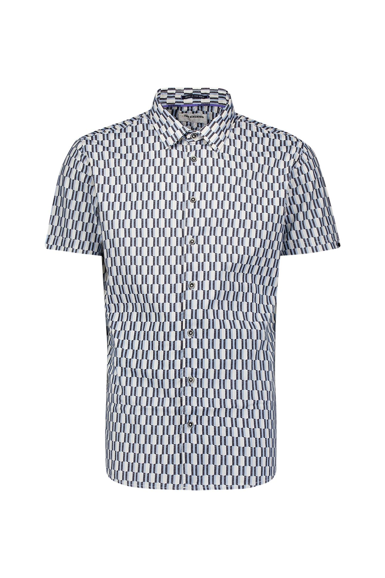 SHIRT SHORT SLEEVE STRETCH ALLOVER PRINTED BLUE 1