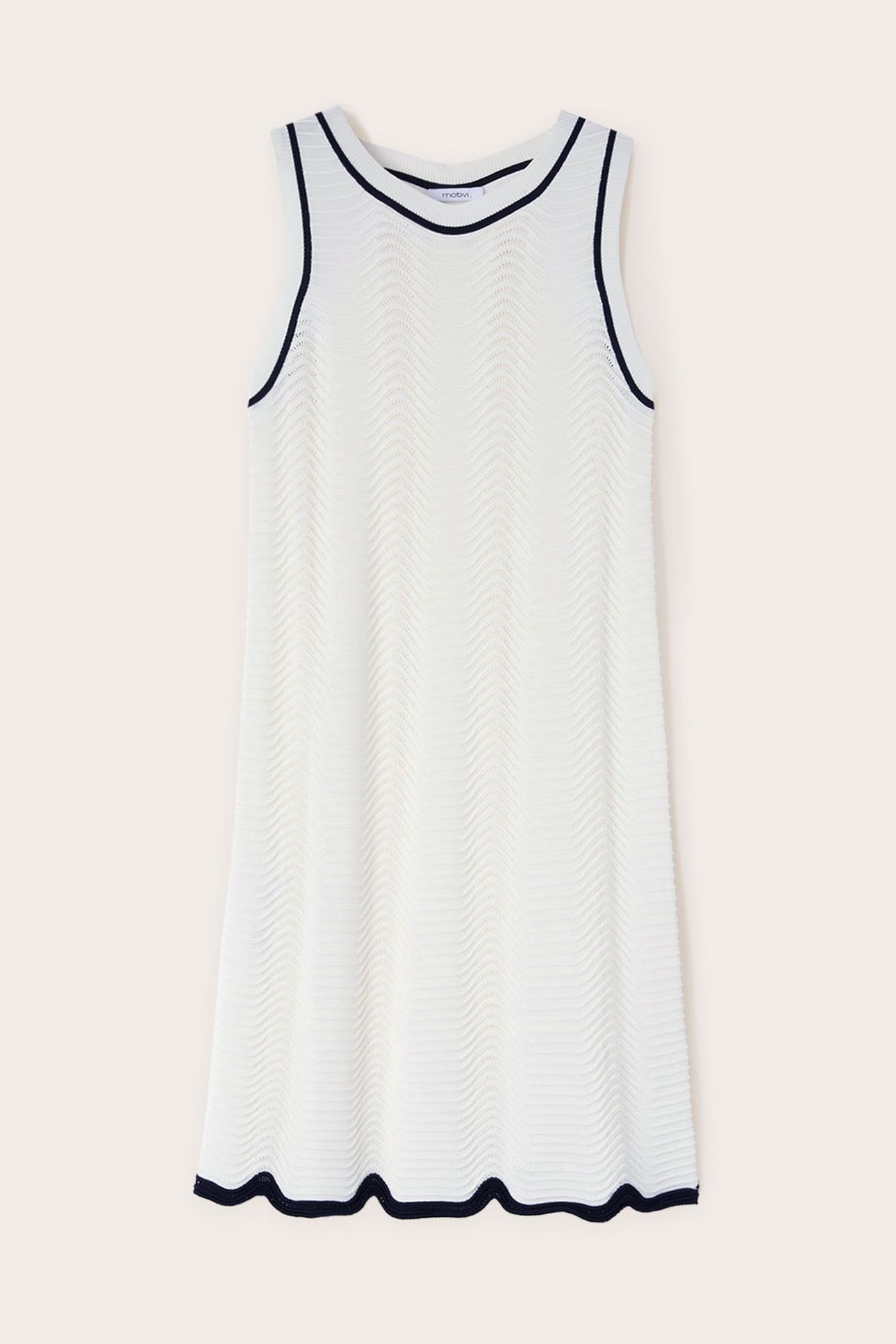 WAVY STITCH KNIT DRESS WHITE 5