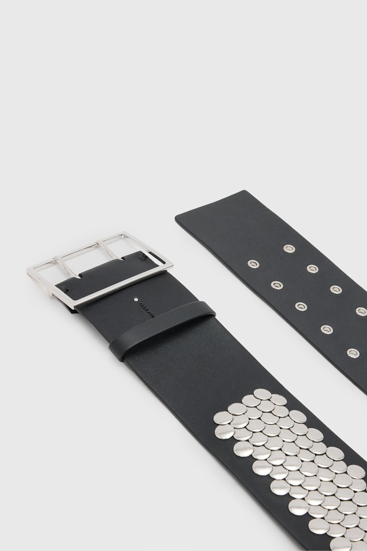 MEREDITH WIDE BELT BLACK/SHINY NICKEL 2