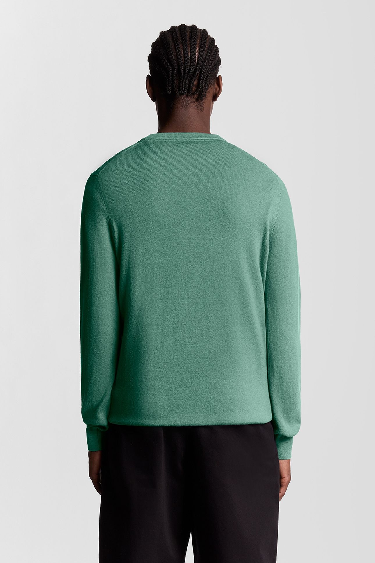 COTTON MERINO CREW NECK JUMPER AGAVE GREEN 3
