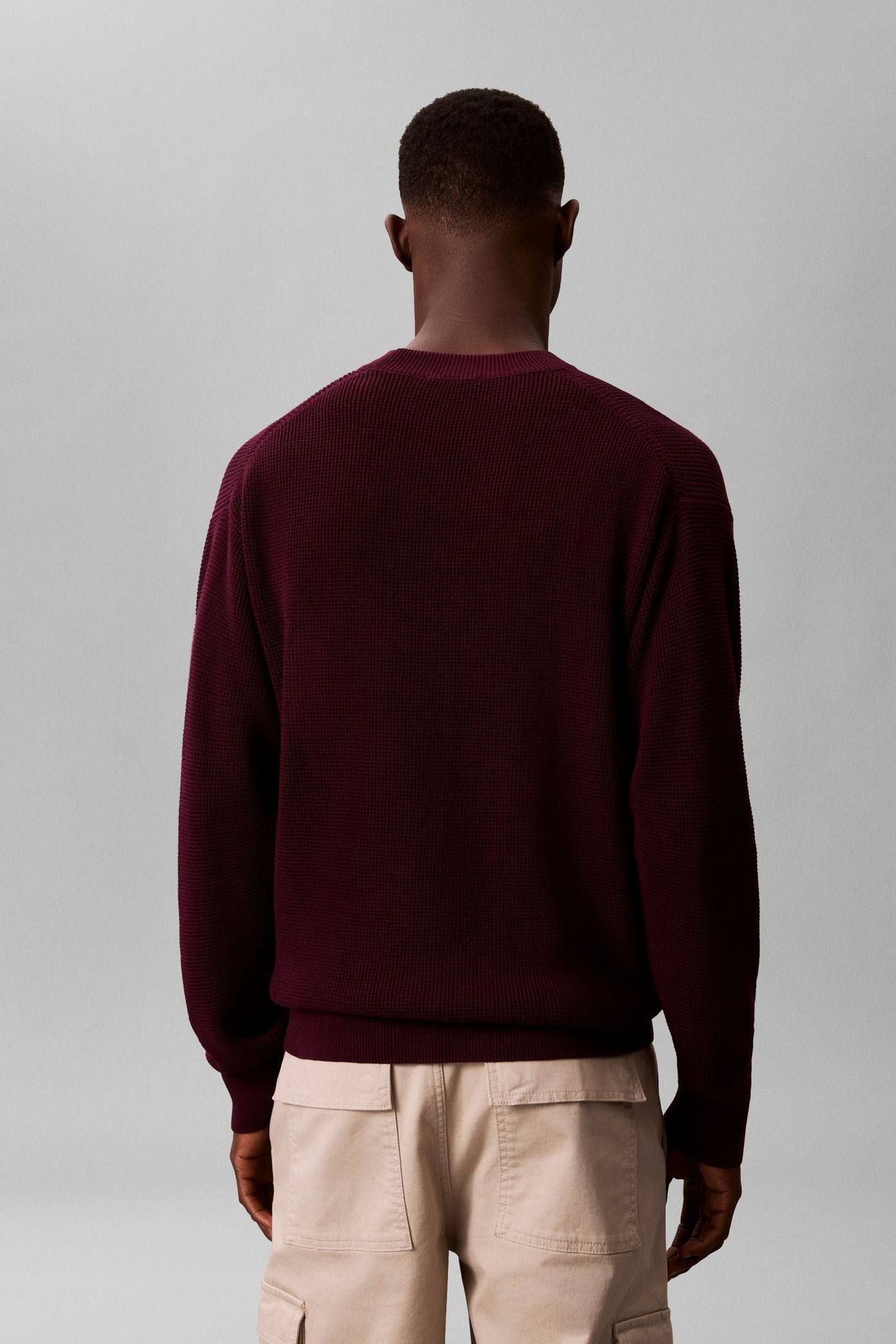 LS EZ COTTON WAFFLE SWEATER PASSION PLUM 4