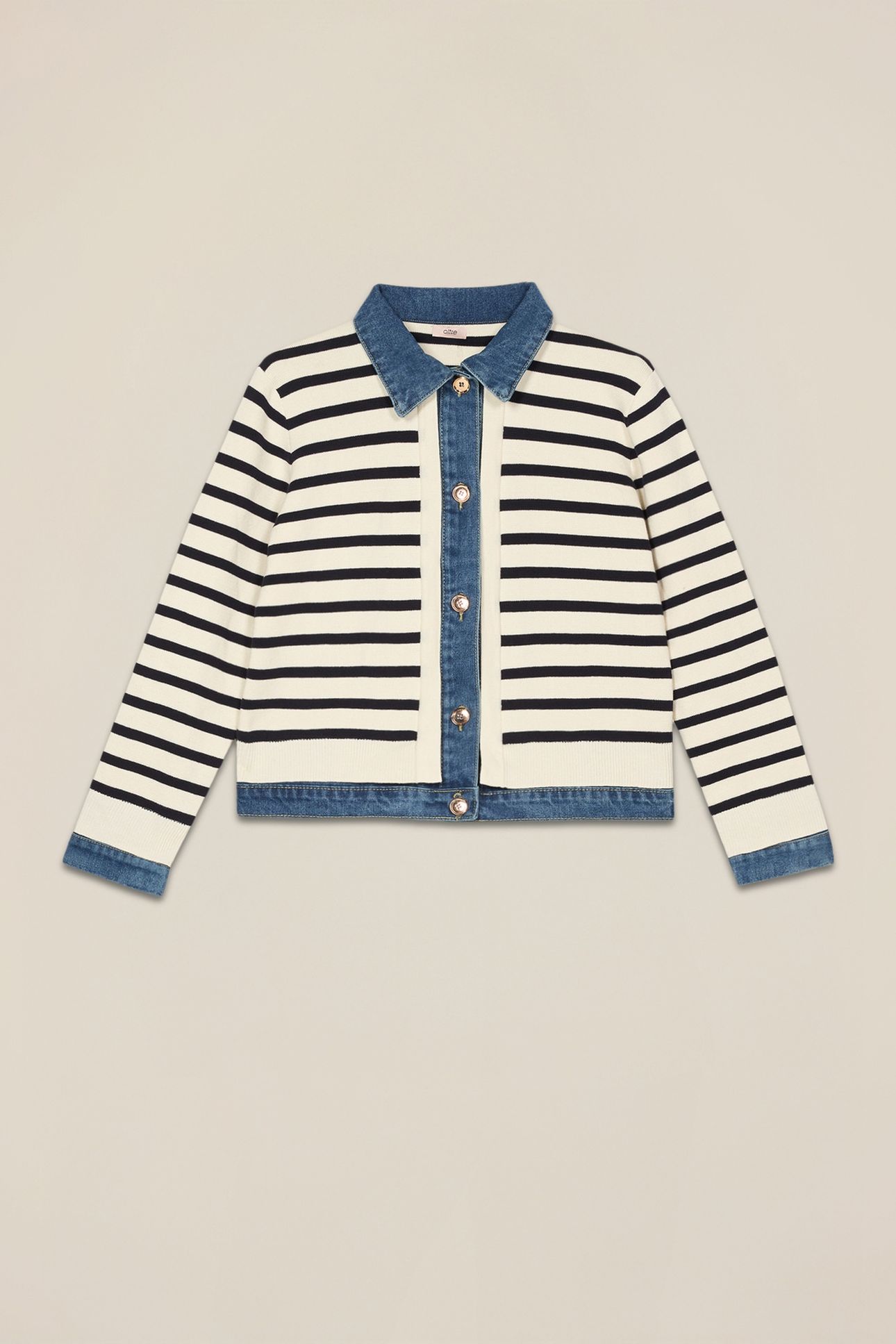 CARDIGAN WITH DENIM INSERTS BLUE 3