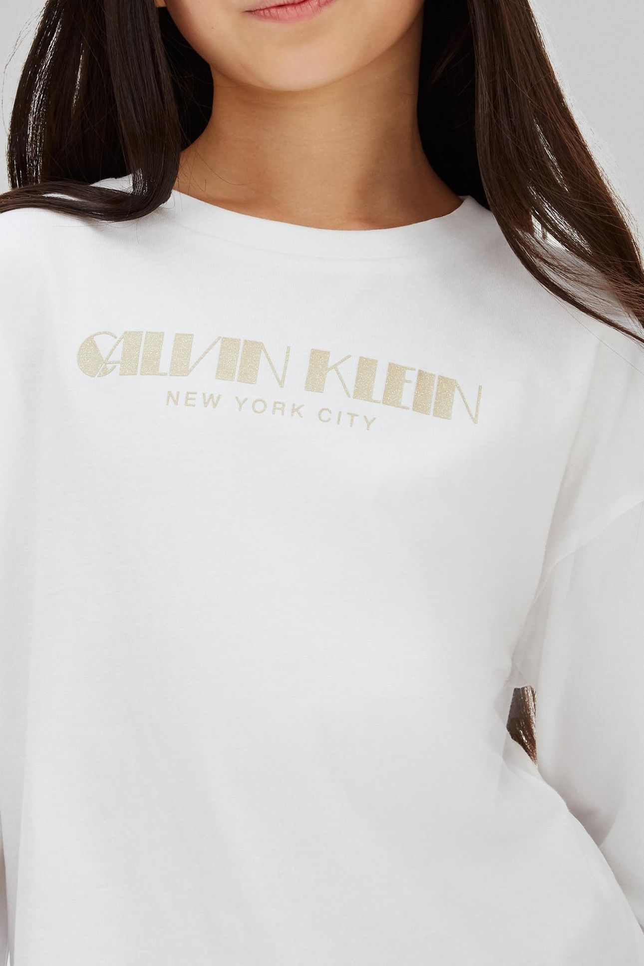 GIRLS GLITTER BOXY L/S T-SHIRT BRIGHT WHITE 5