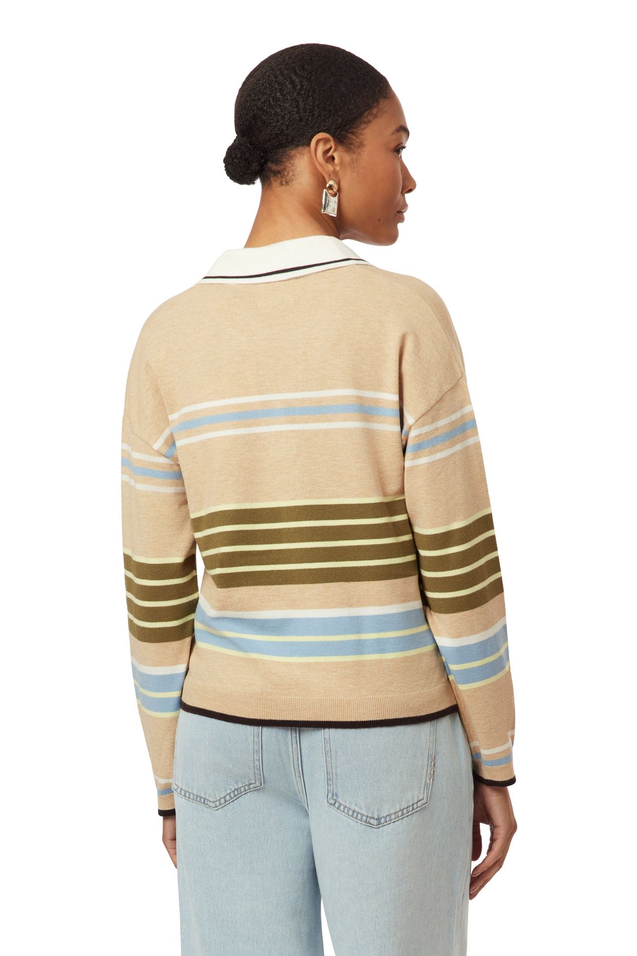 RUGBY PULLOVER OATMEAL HEATHER ENGINEERED STRIPE 3