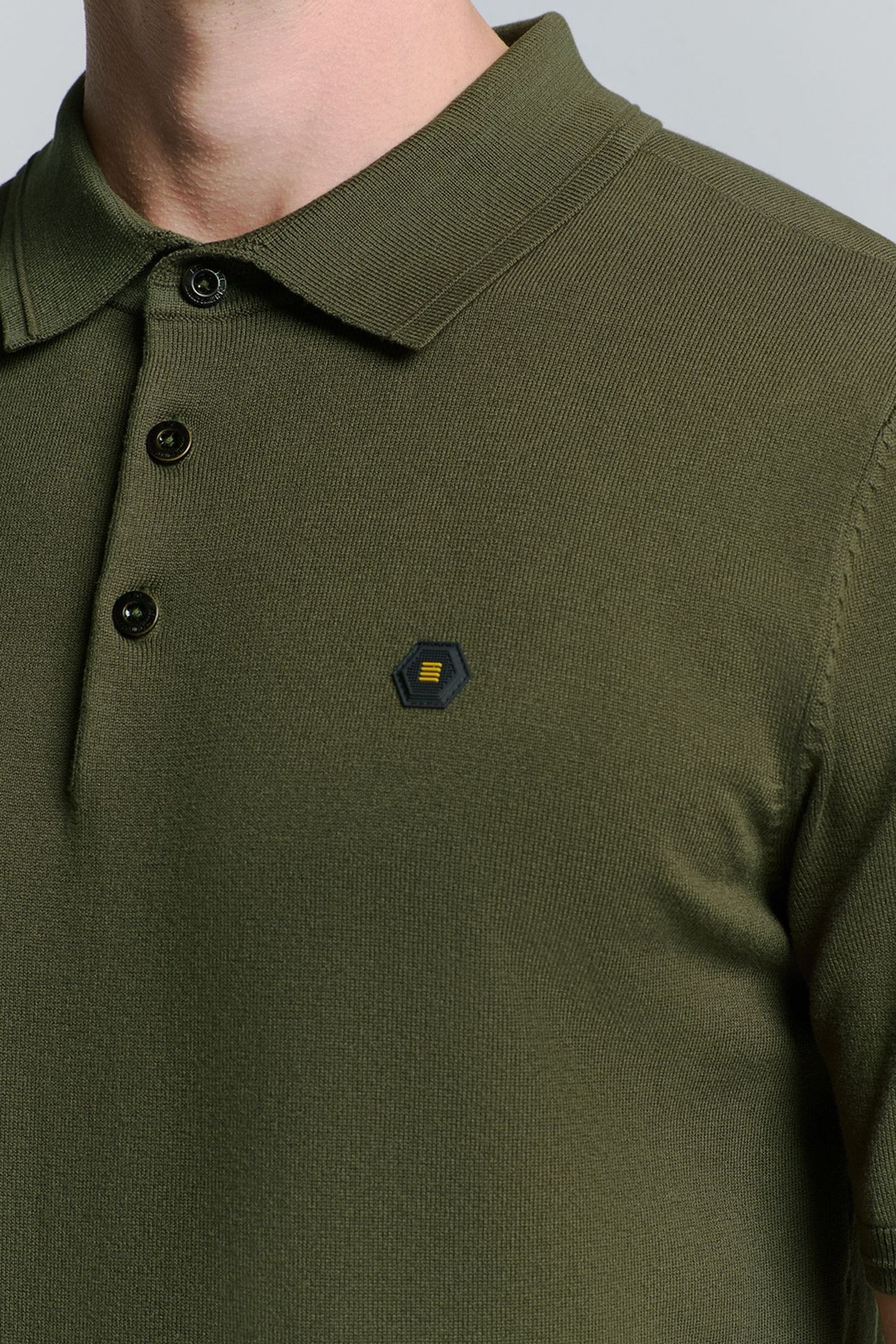 PULLOVER SHORT SLEEVE POLO BUTTON SOLID DARK MOSS 6
