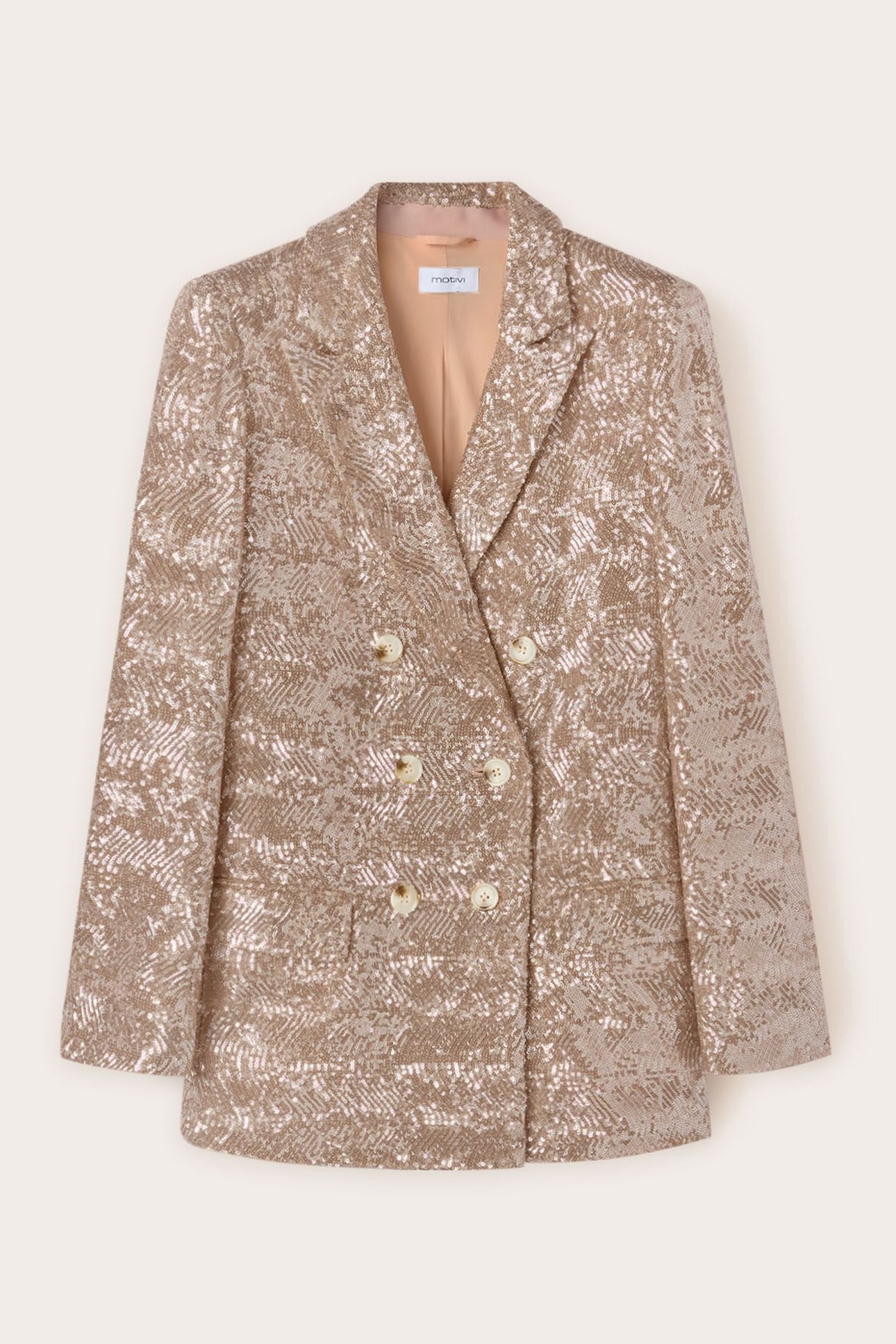 FULL SEQUINED OVER SIZED BLAZER BEIGE 3