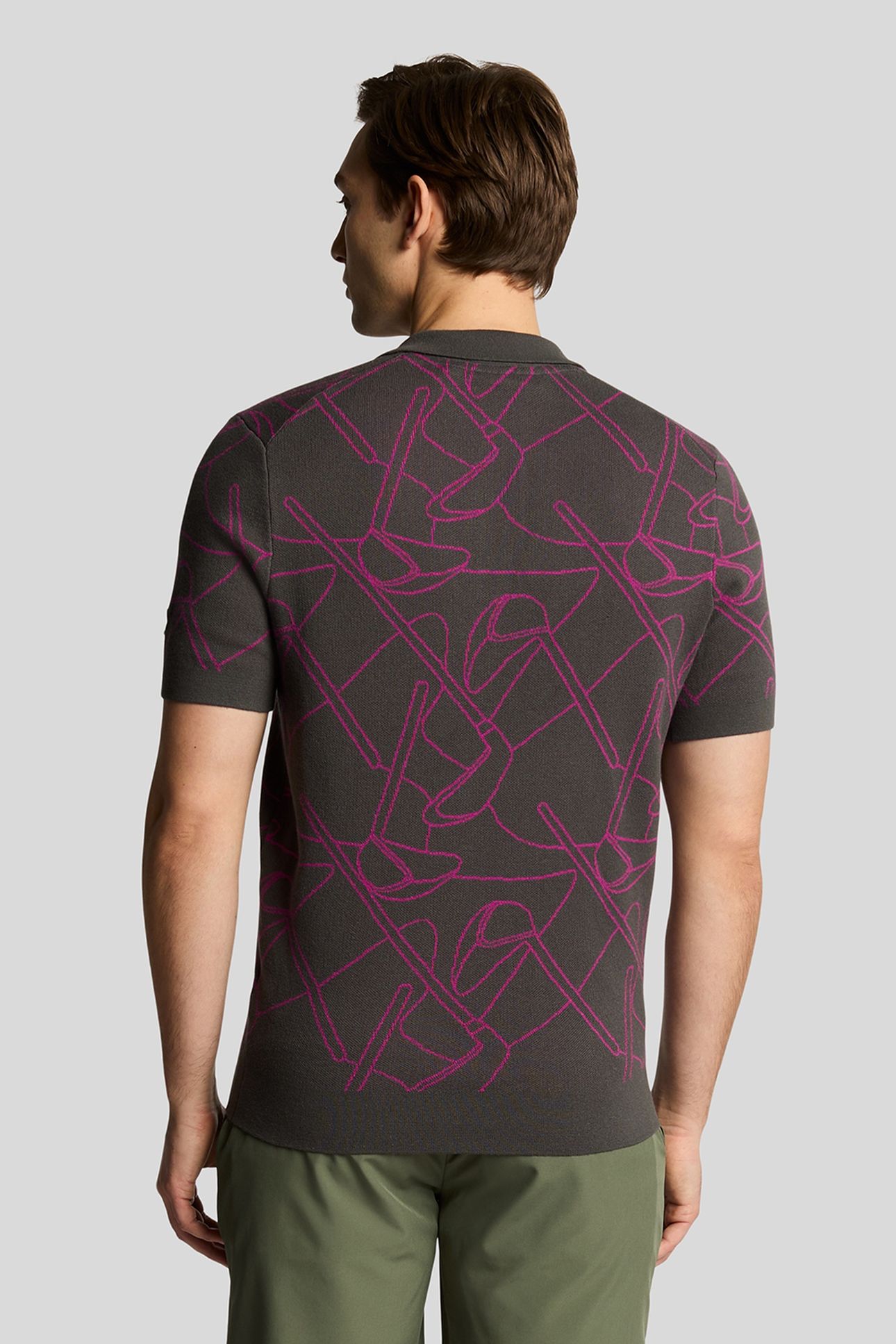 GOLF OUTLINE KNITTED POLO GRANITE/CLARET PURPLE 3