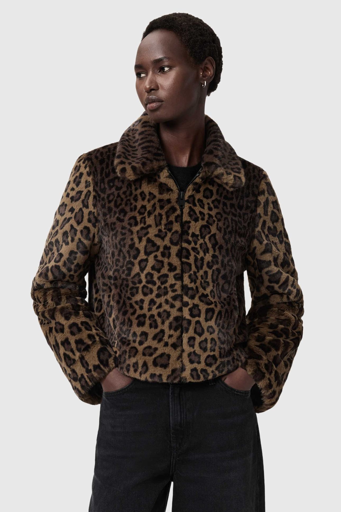 SAYE FAUX FUR JACKET LEOPARD BROWN 7