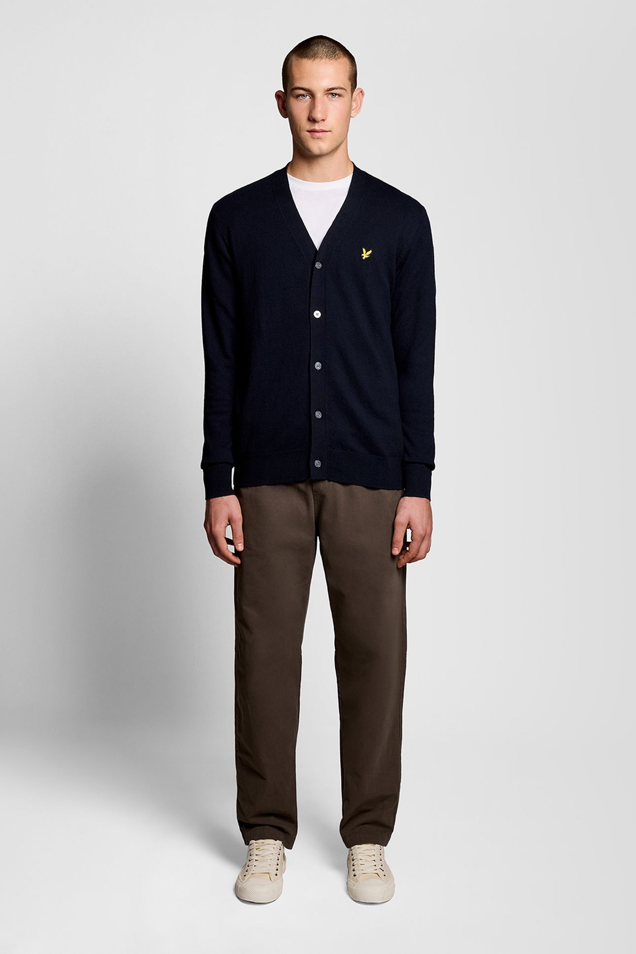 COTTON MERINO V NECK CARDIGAN DARK NAVY 1
