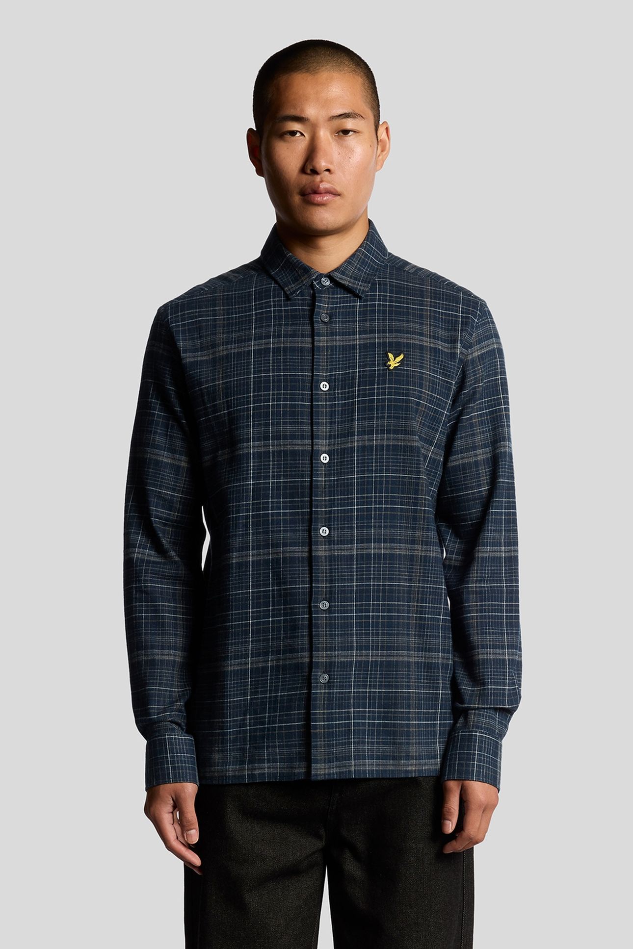 CHECKED FLANNEL SHIRT DARK NAVY/TREE GREEN 2