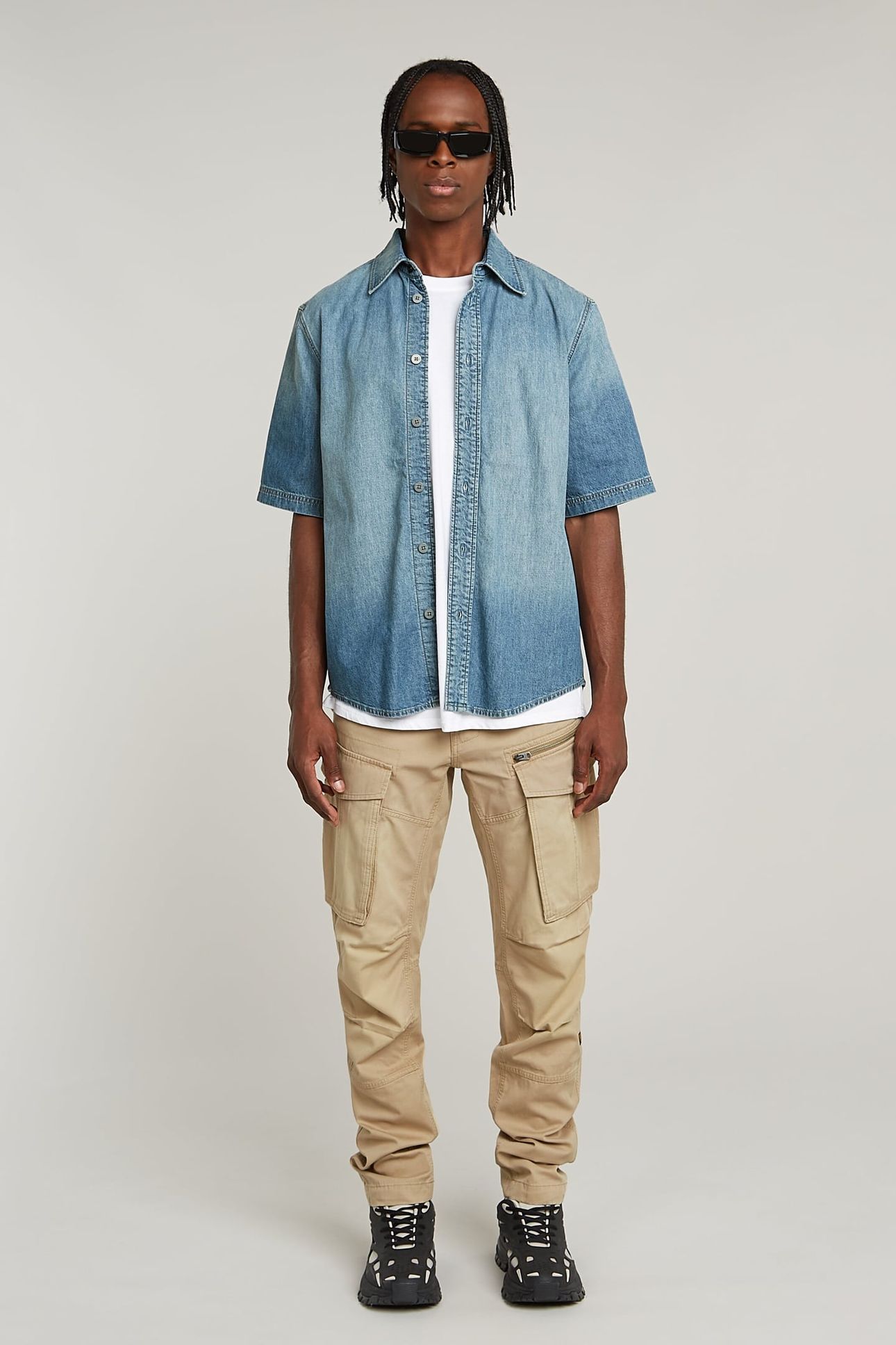 REGULAR DENIM SHIRT S/S SUN FADED THAMES 1
