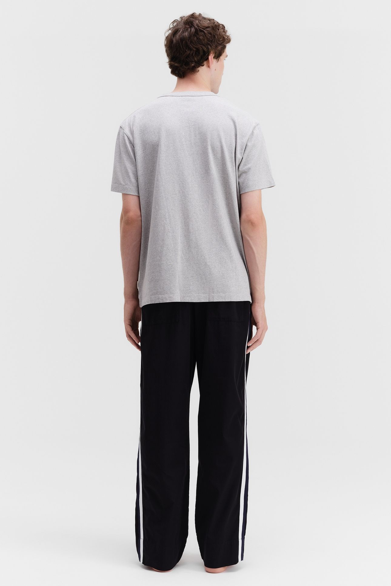 UNISEX POPLIN, PYJAMAS PANTS GROSGRAIN SIDE STRIPE ALL BLACK 7