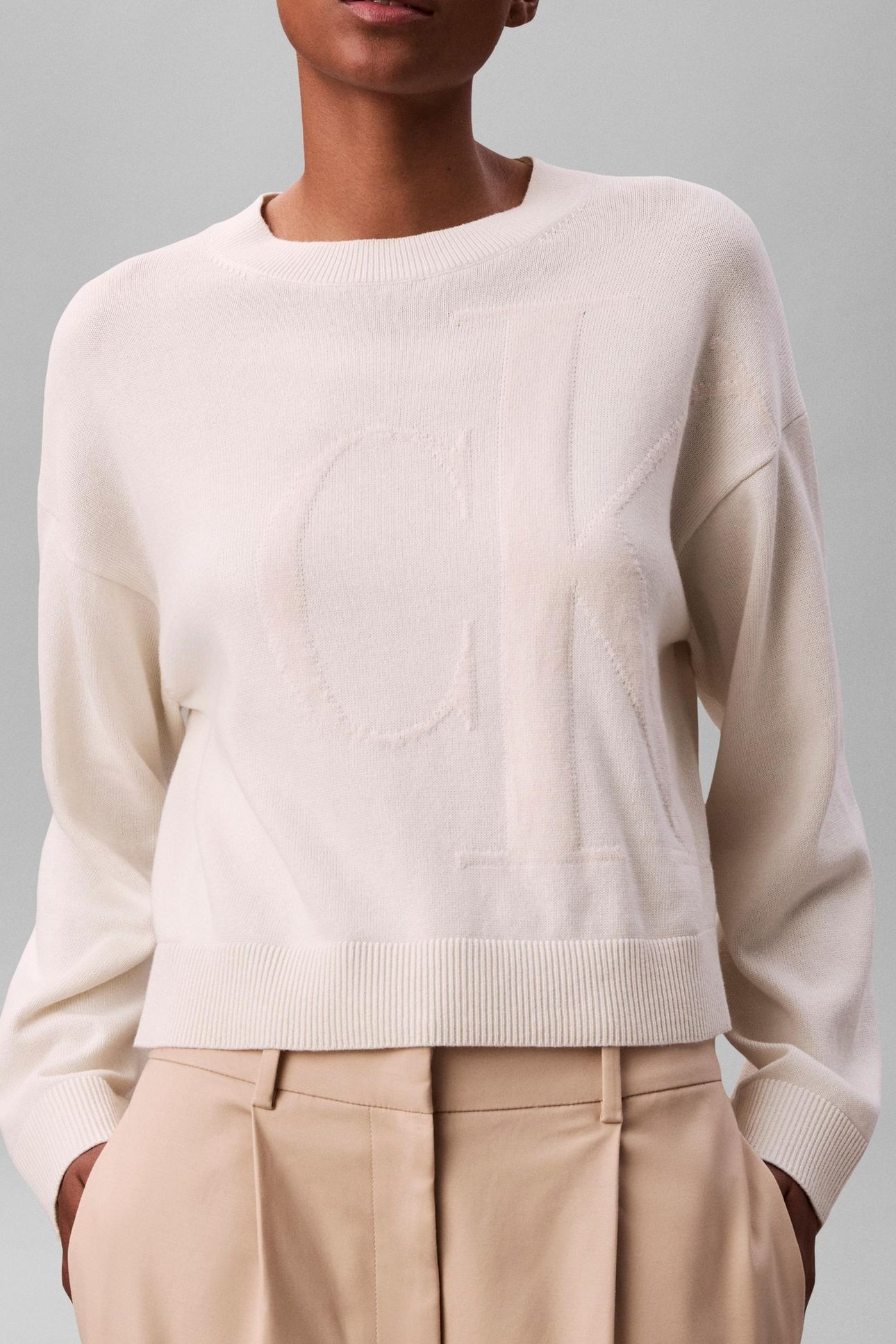 LONG SLEEVE MONOGRAM SWEATER TOFU 2