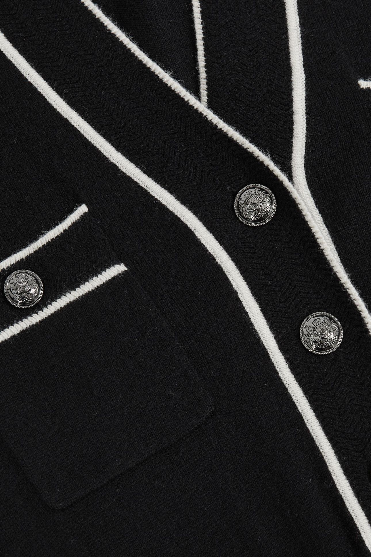 BUTTON FRONT KNITTED MIDI DRESS BLACK/IVORY 5