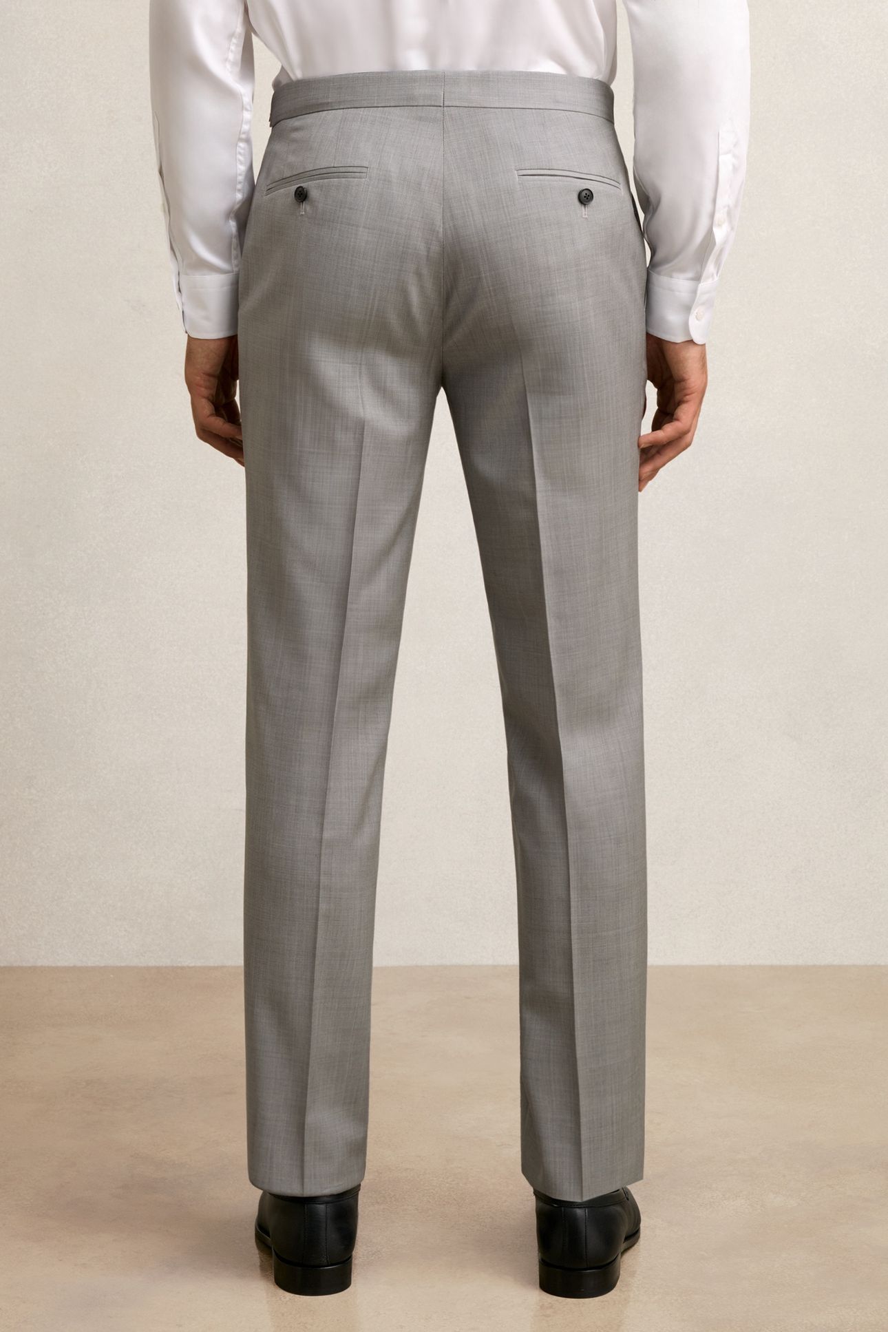 PLAIN WOOL MIXER TROUSER MID GREY 3